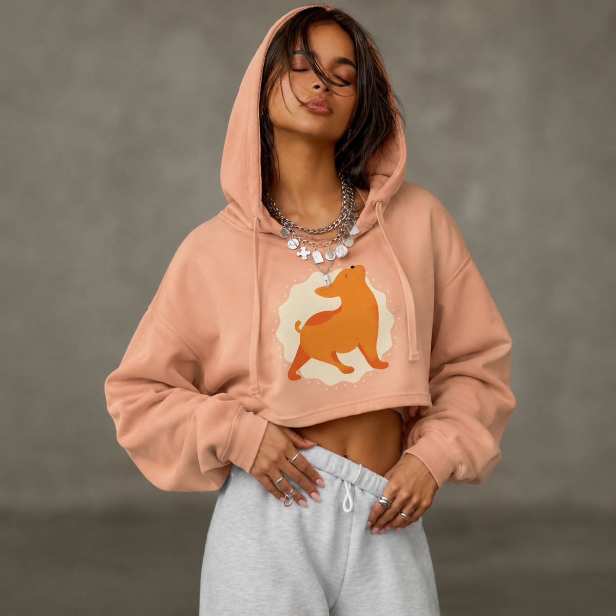Raw Hem Fleece Crop Hoodie