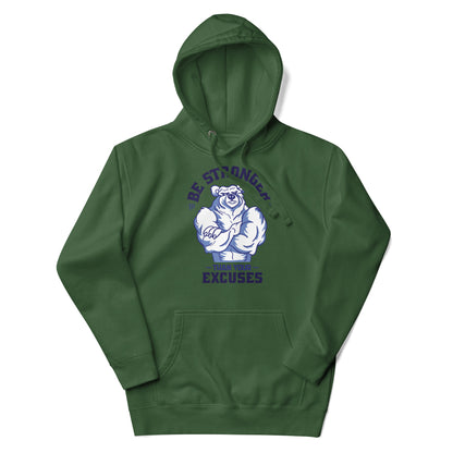 Be Stronger Oversized Hoodie with olive green cartoon bear graphic