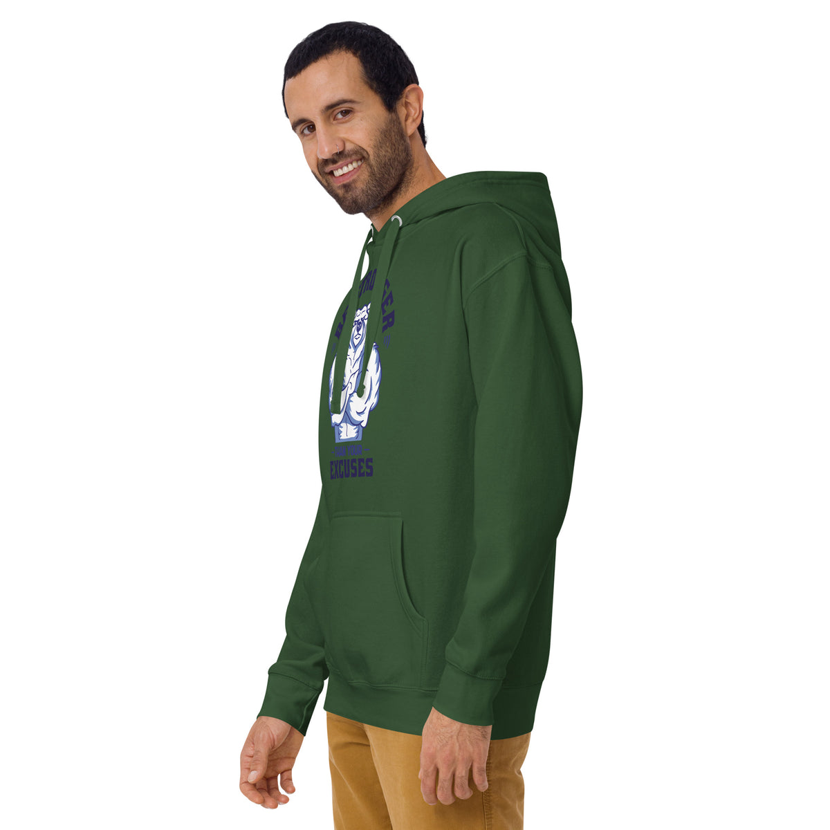 Be Stronger Oversized Hoodie with dark green hooded sweatshirt and bear graphic
