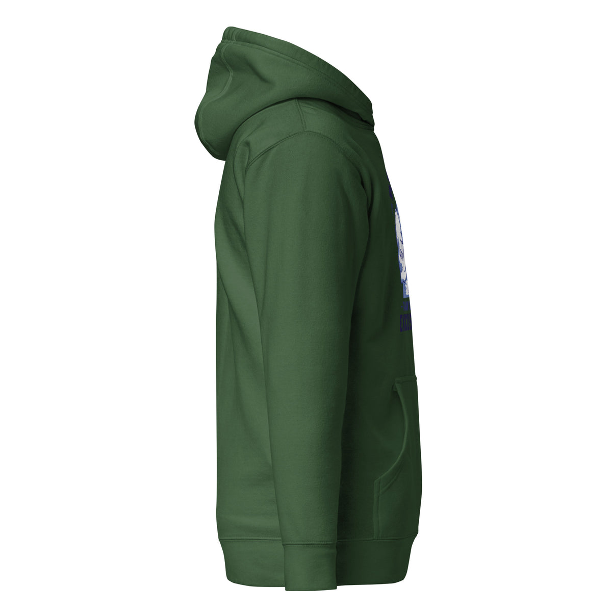 Dark green Be Stronger Oversized Hoodie with subtle sleeve graphic