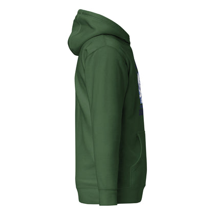 Dark green Be Stronger Oversized Hoodie with subtle sleeve graphic