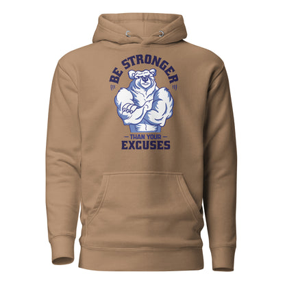Tan Be Stronger Oversized Hoodie with muscular bear graphic