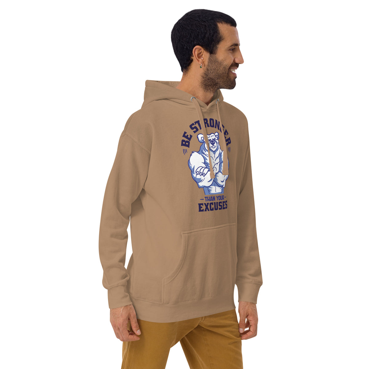 Be Stronger Oversized Hoodie with muscular bear graphic