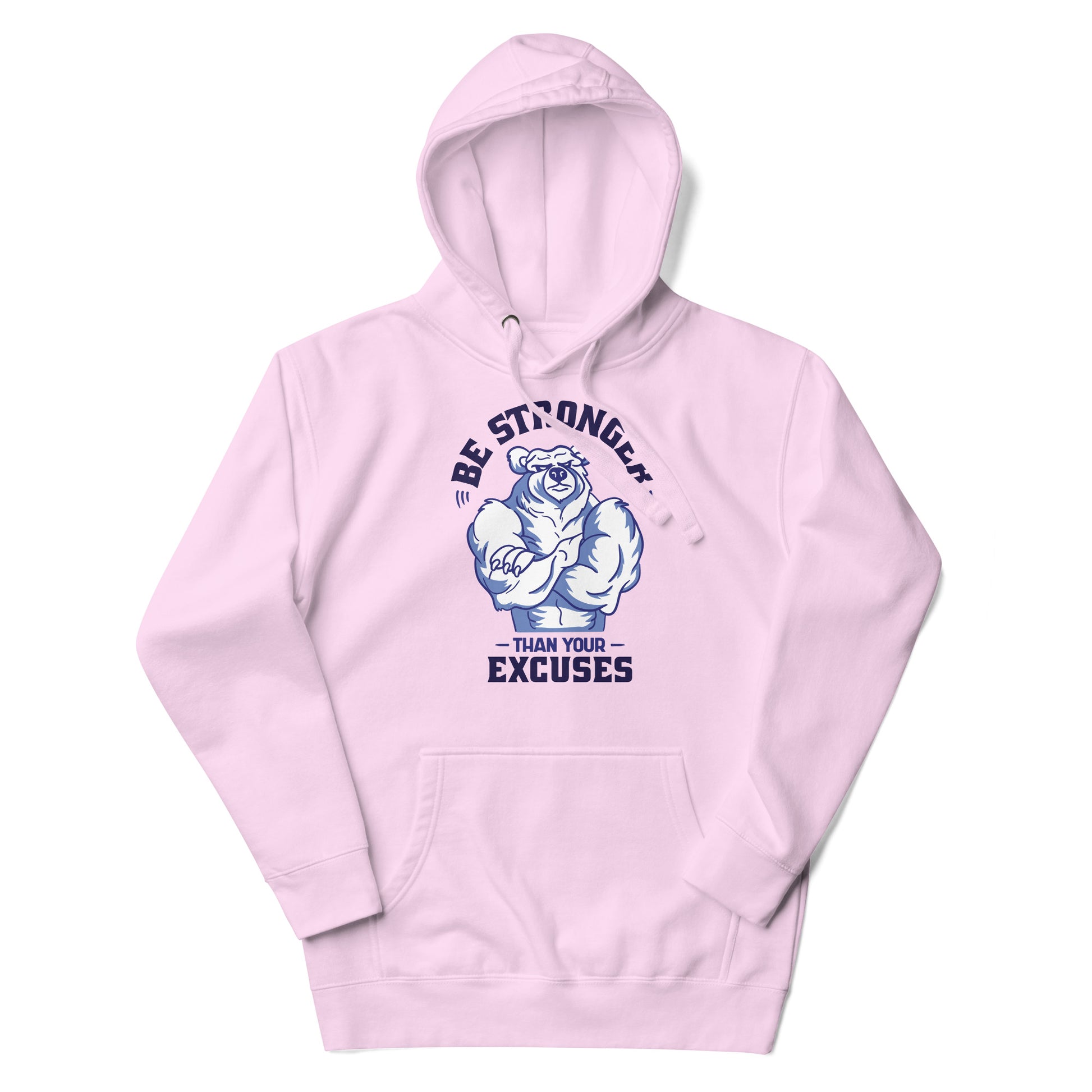 Be Stronger Oversized Hoodie with pink fabric and blue bear graphic
