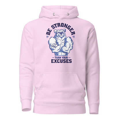 Be Stronger Oversized Hoodie with pink fabric and blue bear graphic