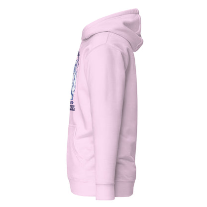 Be Stronger Oversized Hoodie in soft pink with blue and white chest graphic