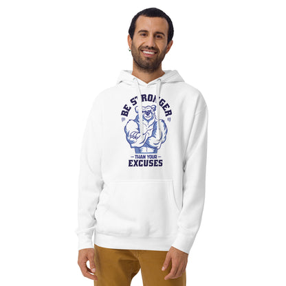 Be Stronger Oversized Hoodie with blue muscular bear graphic