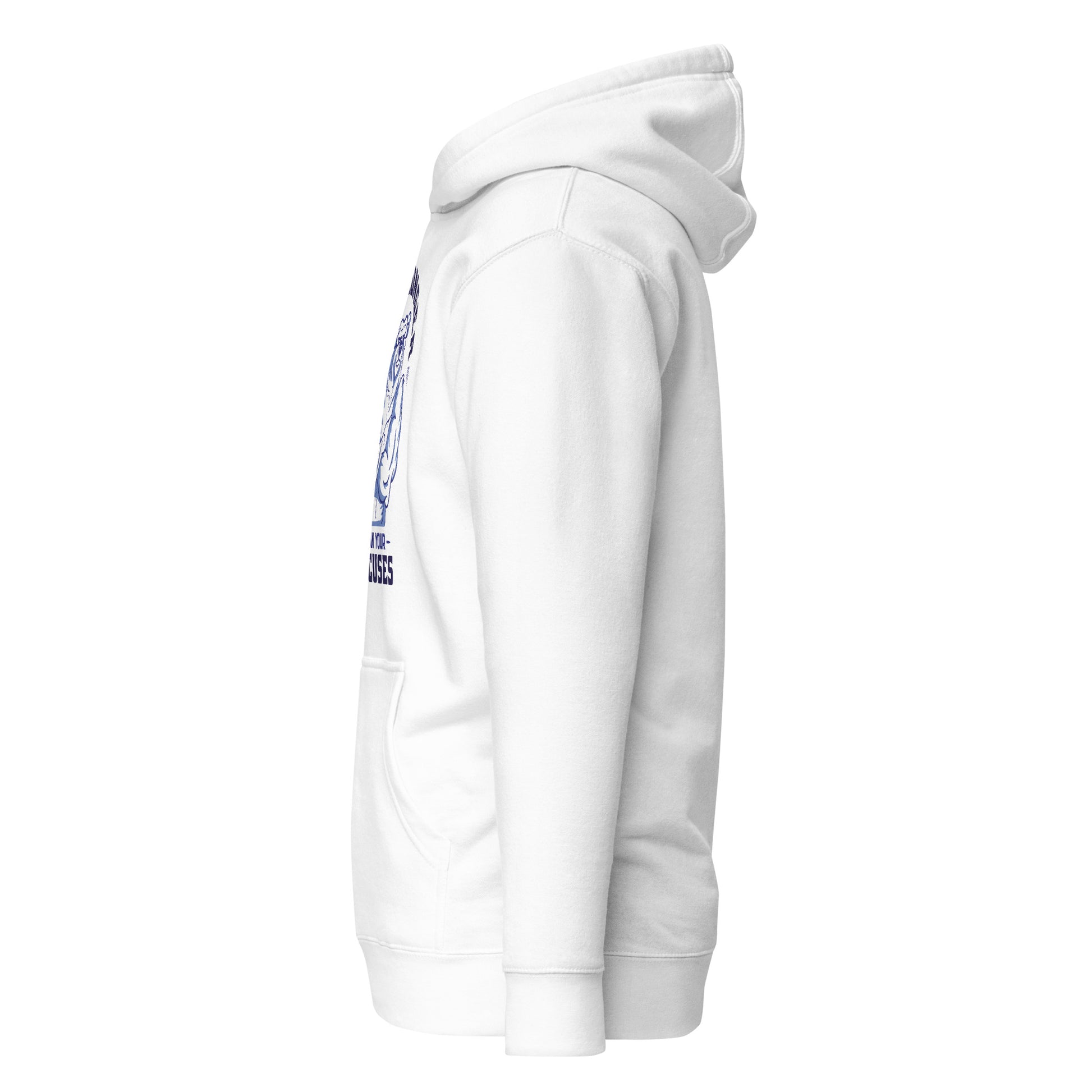 Be Stronger Oversized Hoodie white sweatshirt with blue chest graphic