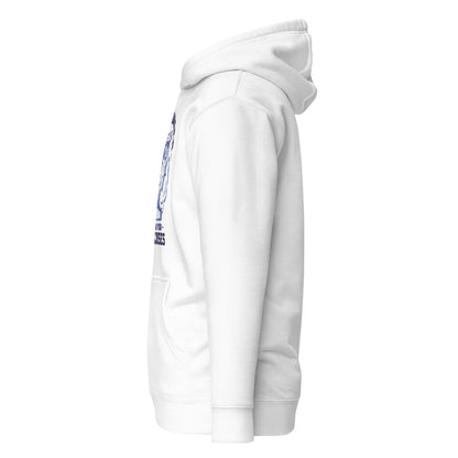 Be Stronger Oversized Hoodie white sweatshirt with blue chest graphic