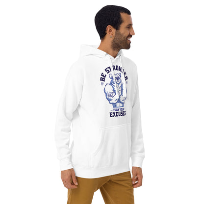 Be Stronger Oversized Hoodie with blue muscular bear graphic