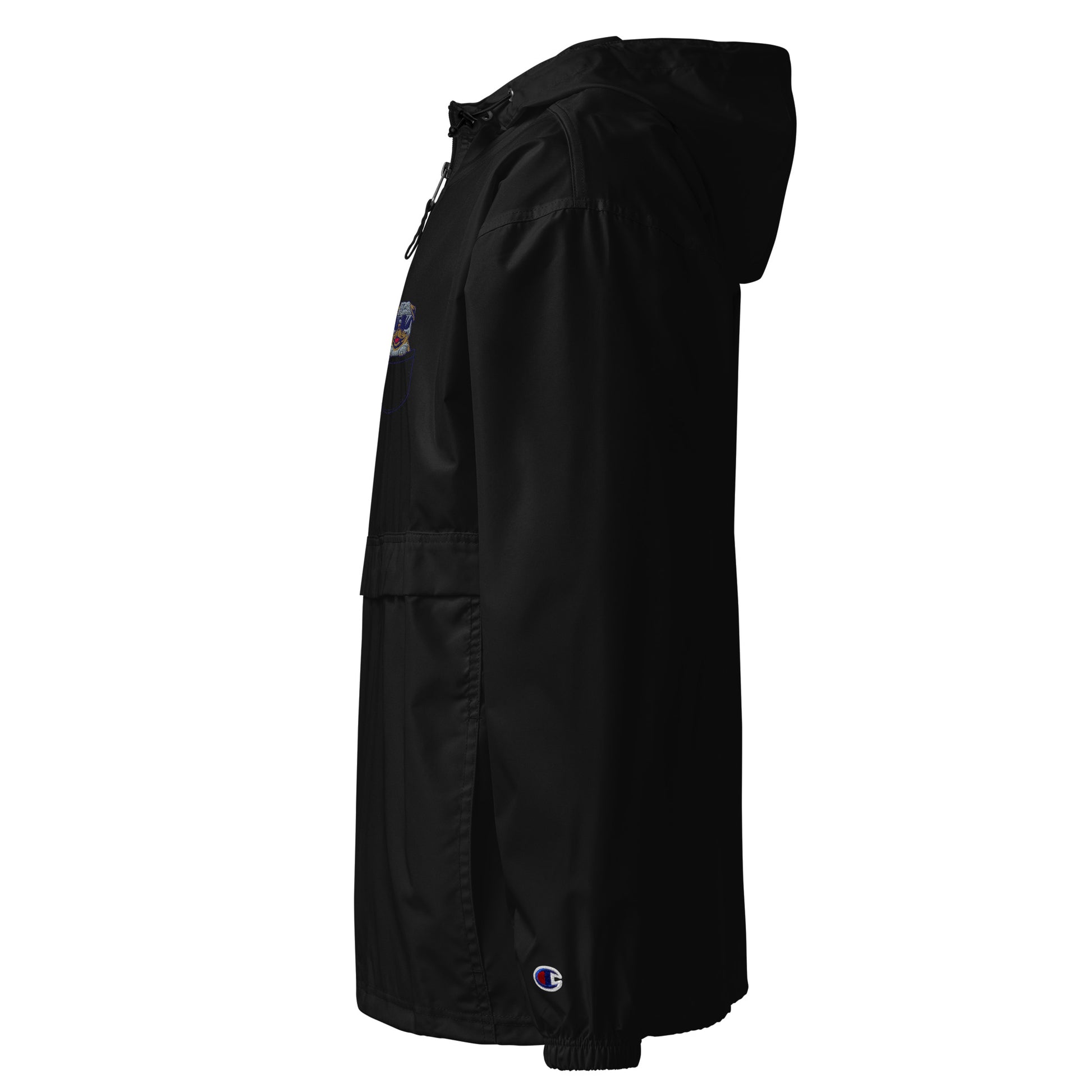 Black pullover with a logo on a white background