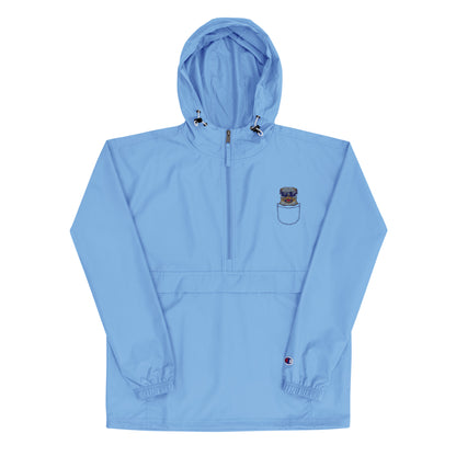 Black pullover with a logo on a white background