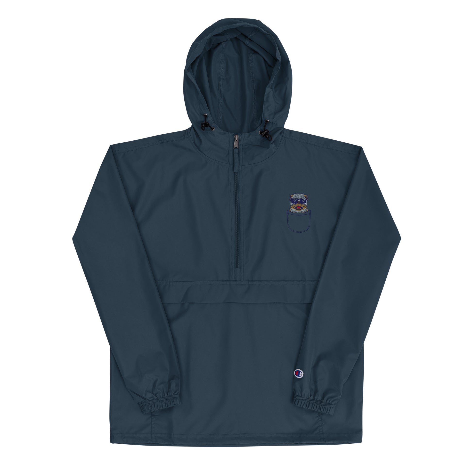 Black pullover with a logo on a white background