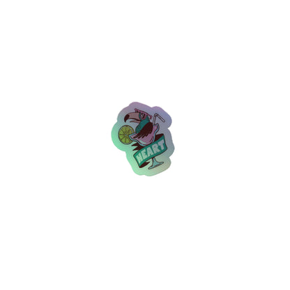 Colorful holographic toucan sipping cocktail sticker from V1 collection