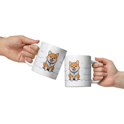Daily Coffee Mug V2 with cheerful cartoon Shiba Inu mug