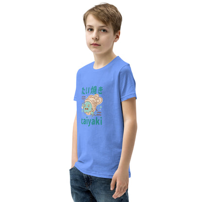 Light blue Short Sleeve T-Shirt V2 with cartoon fish taiyaki design