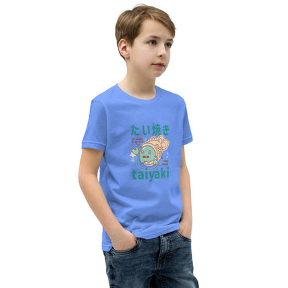 Light blue Short Sleeve T-Shirt V2 with teal taiyaki fish print