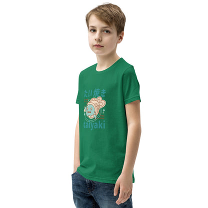 Green short-sleeved Short Sleeve T-Shirt V2 with taiyaki cartoon print