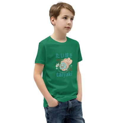 Green short-sleeve Short Sleeve T-Shirt V2 with cartoon fish taiyaki design