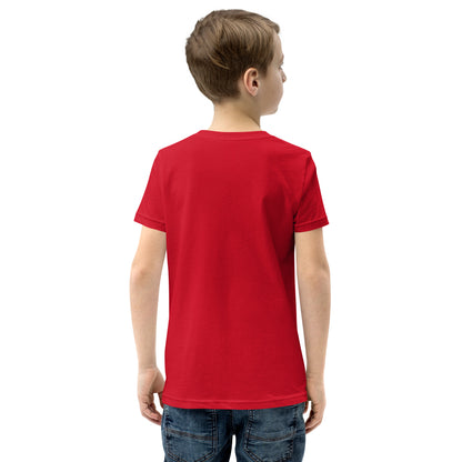 Vibrant red Short Sleeve T-Shirt V2 on child, short-sleeved cotton
