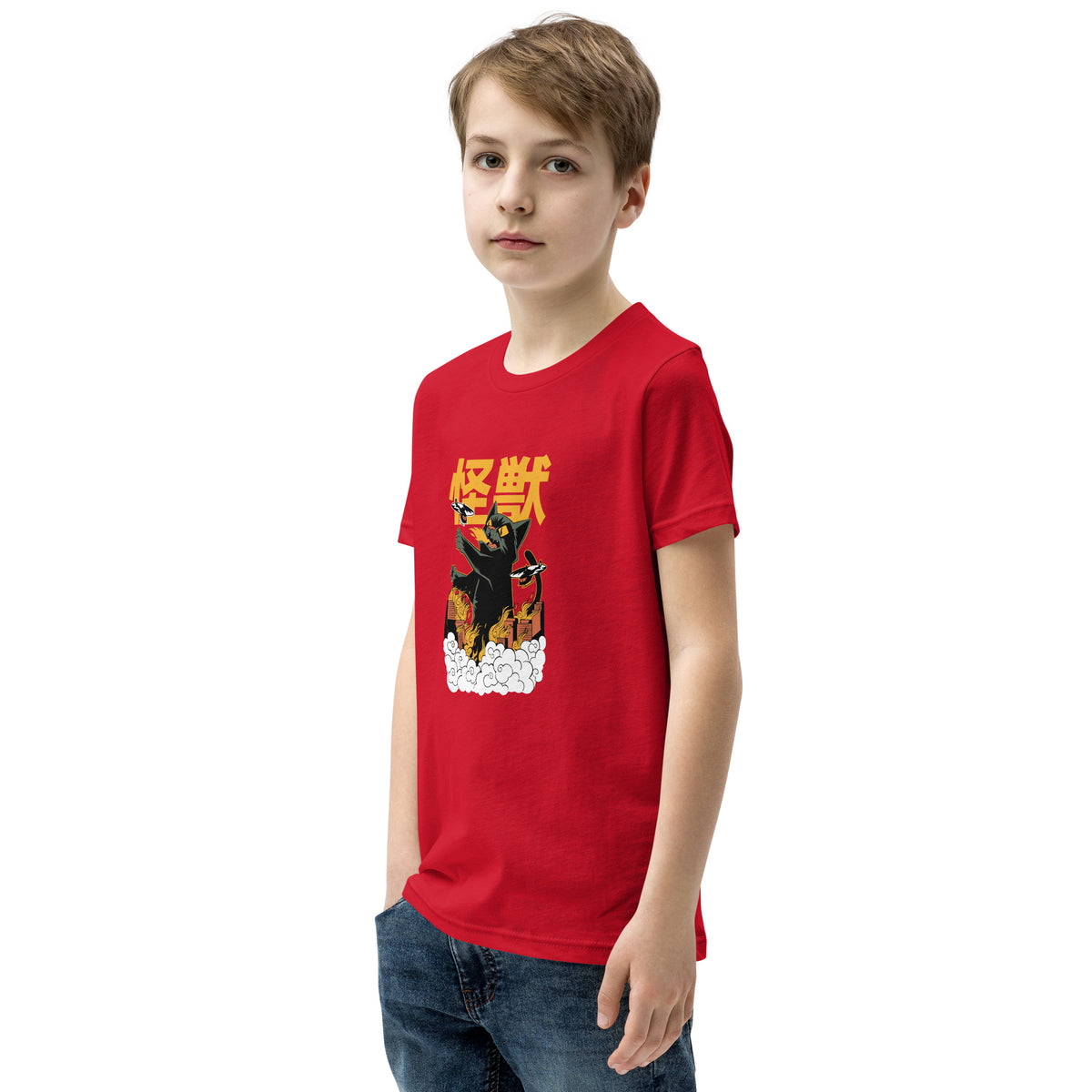 Red short-sleeved Short Sleeve T-Shirt V1 with black creature graphic